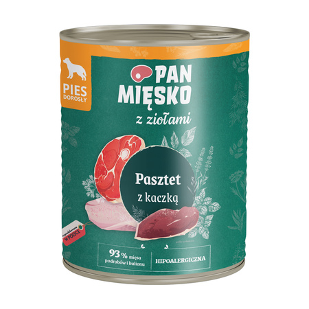 Pan Mięsko z Ziołami Pasztet z kaczką karma mokra dla psa 800 g


