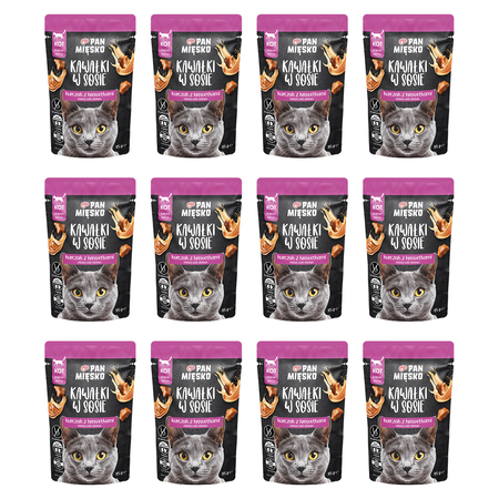Zestaw Karma mokra dla kota Pan Mięsko Kawałki w sosie Kurczak z krewetkami (dorosły) 85 g x 12 szt.