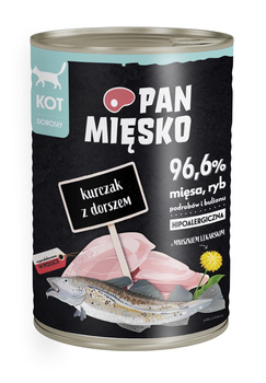 Pan Mięsko karma mokra dla kota Kurczak z dorszem 400g