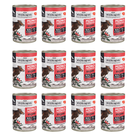 Zestaw Karma mokra dla psa Wiejska Zagroda Wołowina monoproteinowa 400 g x 12 szt.
