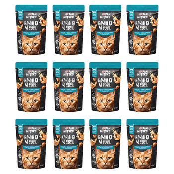 Zestaw Karma mokra dla kota Pan Mięsko Kawałki w sosie Indyk z tuńczykiem (dorosły) 85 g x 12 szt.