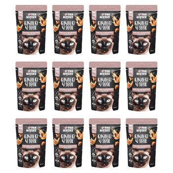 Zestaw Karma mokra dla kota Pan Mięsko Kawałki w sosie Kurczak z przepiórką (dorosły) 85 g x 12 szt.