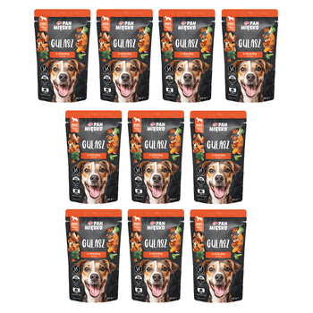 Zestaw Karma mokra dla psa Pan Mięsko Gulasz Indyk z cielęciną  (dorosły) 150g  x 10 szt.